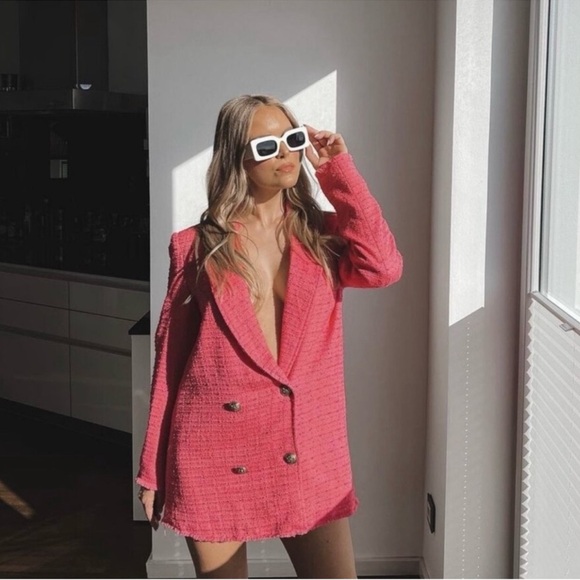 Zara Pink Textured Blazer - Picture 2 of 5